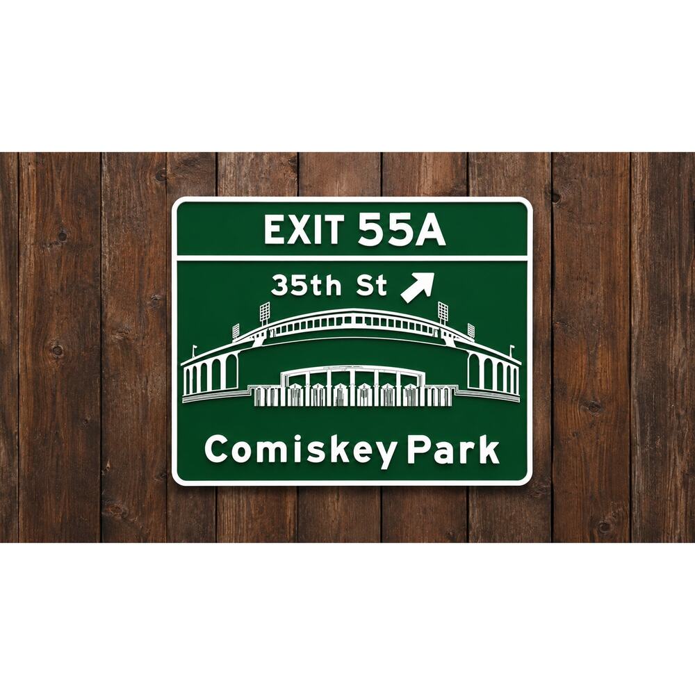 Comiskey Park 35th St Exit Road Sign Chicago Illinois Baseball Stadium White Sox